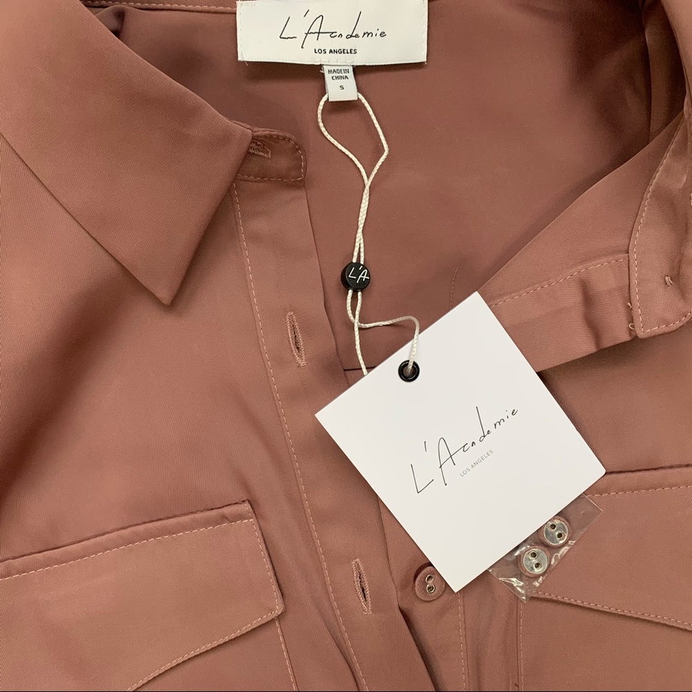 L’Academie Long Sleeve Shirt Dress Mauve S NWT - Picture 11 of 15